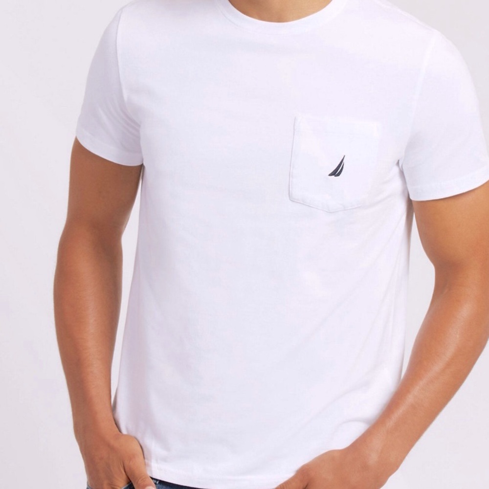 Mens Nautica Crew White Pocket Tee Size XL